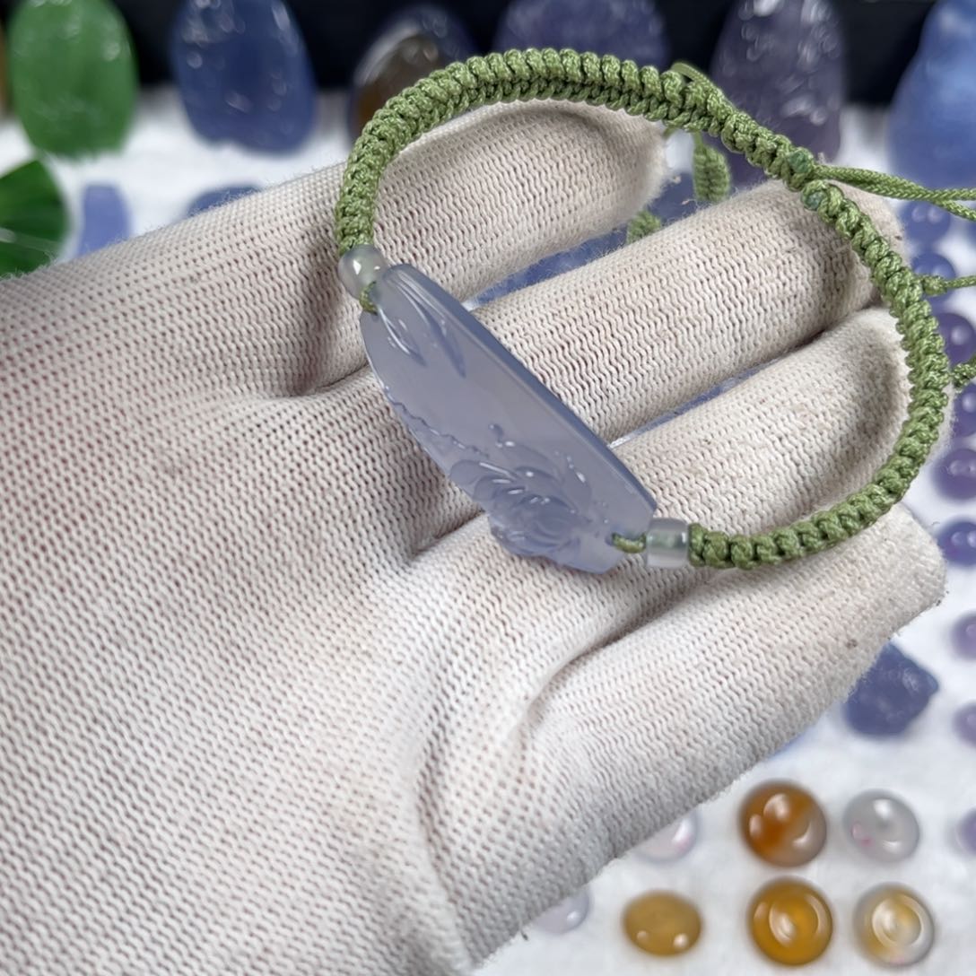 玛瑙吊坠未镶嵌蓝玛瑙连年有余手牌