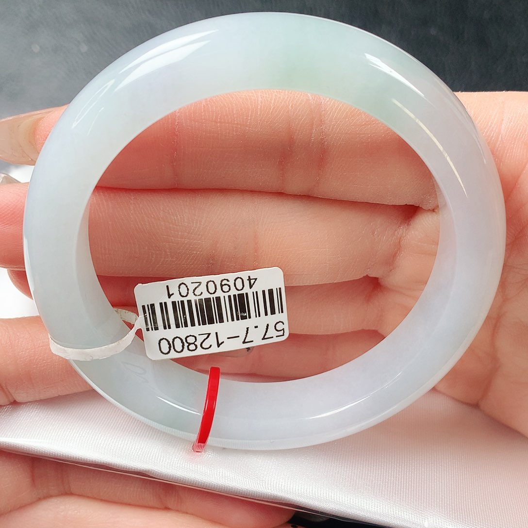 翡翠手镯未镶嵌冰胶晴水底正圈57圈口37号