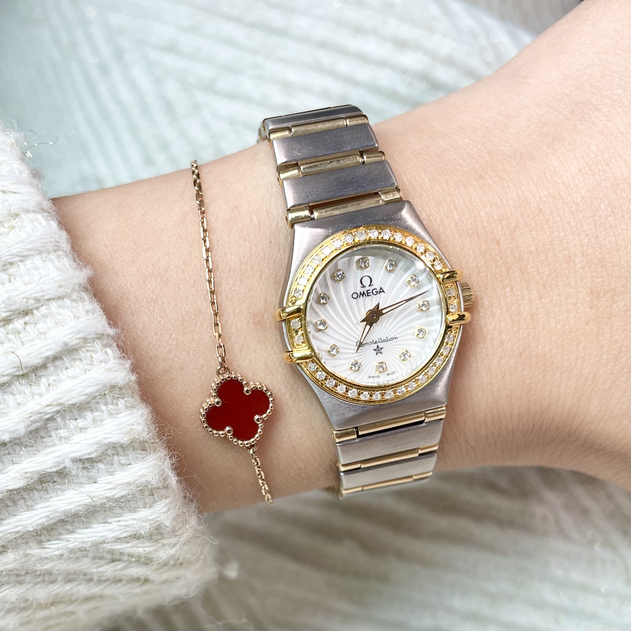 95新 Omega/欧米茄 星座/18k金/贝母23盘/石英/OM668