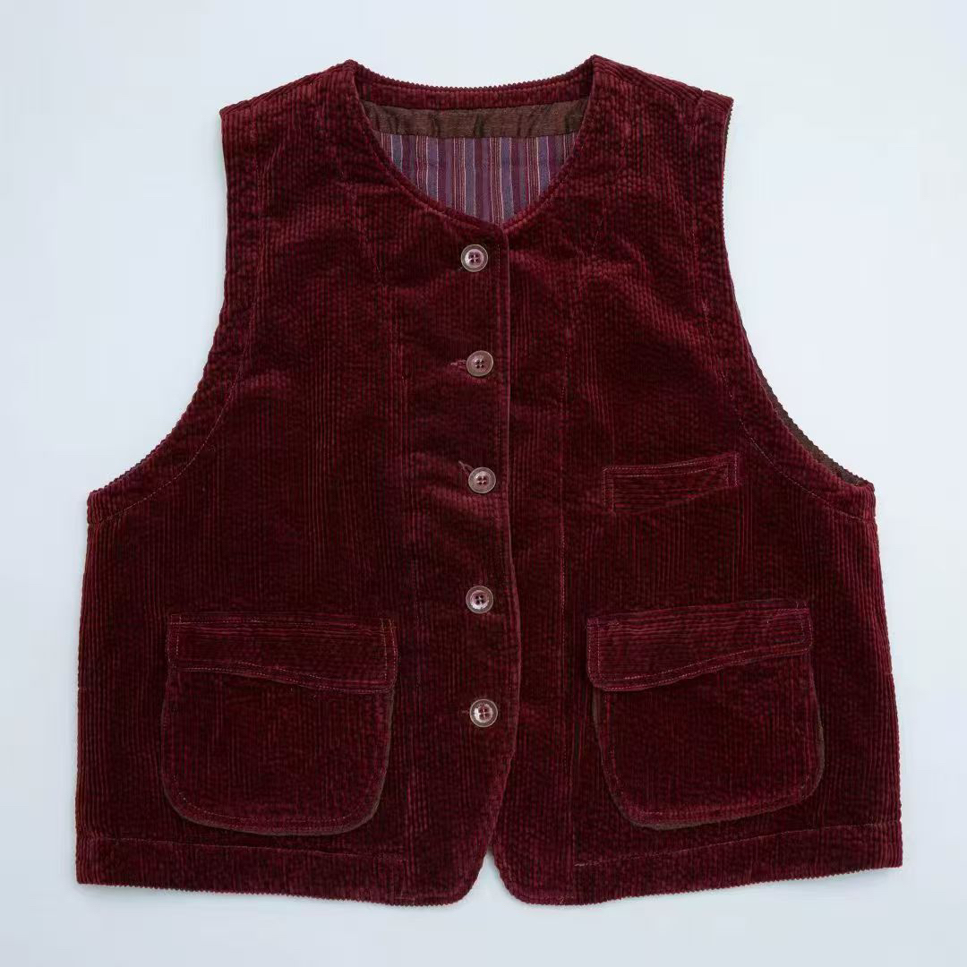 冬冬分享《垒土》756#牦牛绒灯芯绒棉马甲