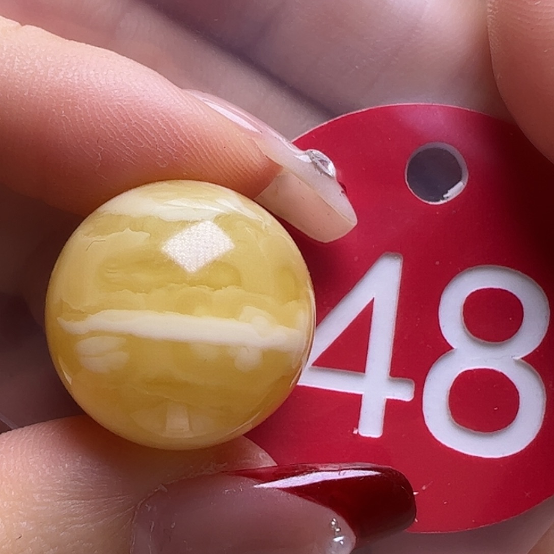 蜜蜡未镶嵌珠宝奇石微花粉18.8mm一线天圆珠