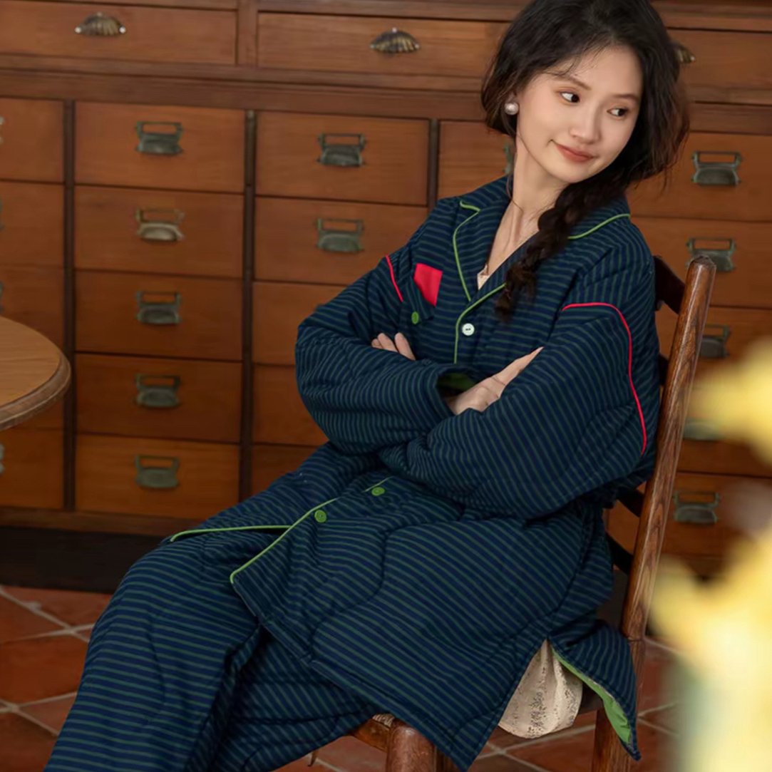 皇子精选｜睡衣女冬季加厚加绒三层夹棉秋冬纯棉保暖