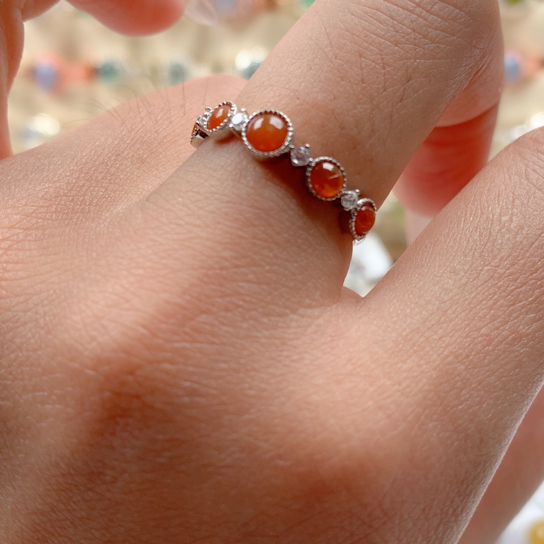 翡翠银S925镶嵌颈饰戒指