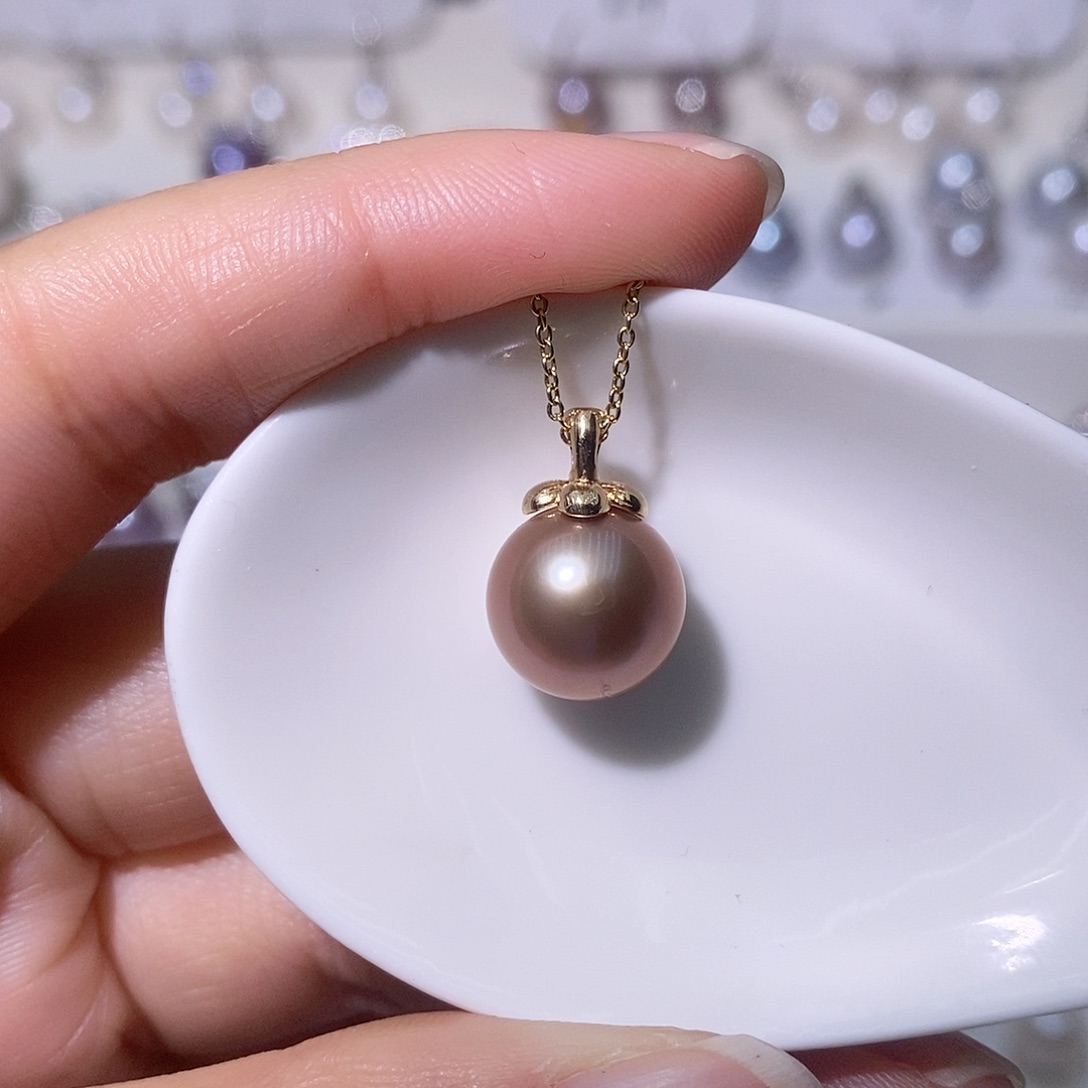 淡水珍珠吊坠(赠链)银S925镶嵌尺寸11/12毫米