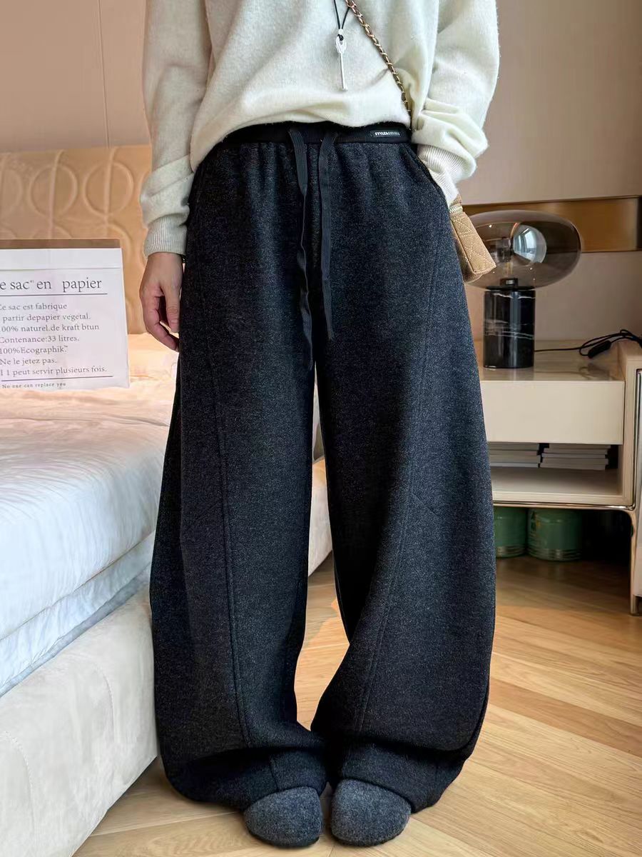 【娟娟甄选】2025冬季新款加绒阔腿裤8727