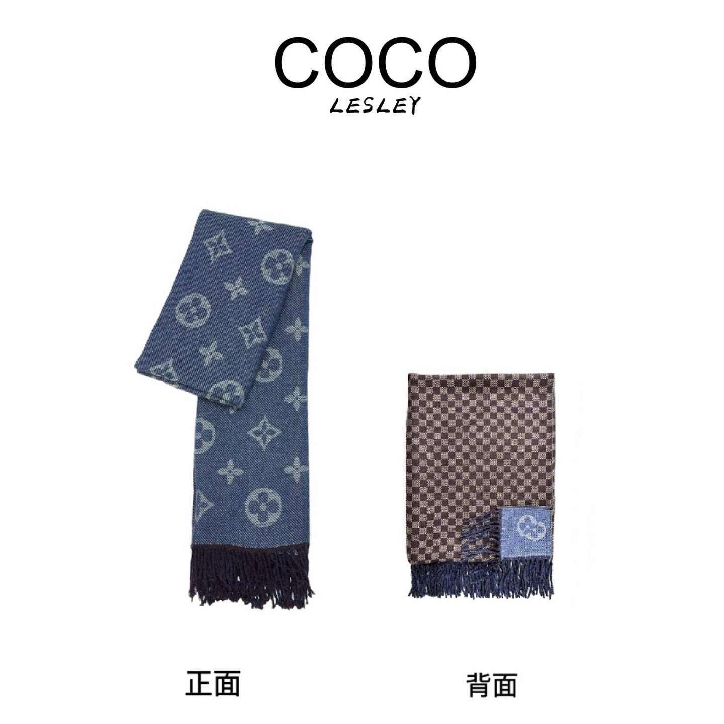 法式千鸟格波西米亚风轻职风百搭双面围巾披肩＋