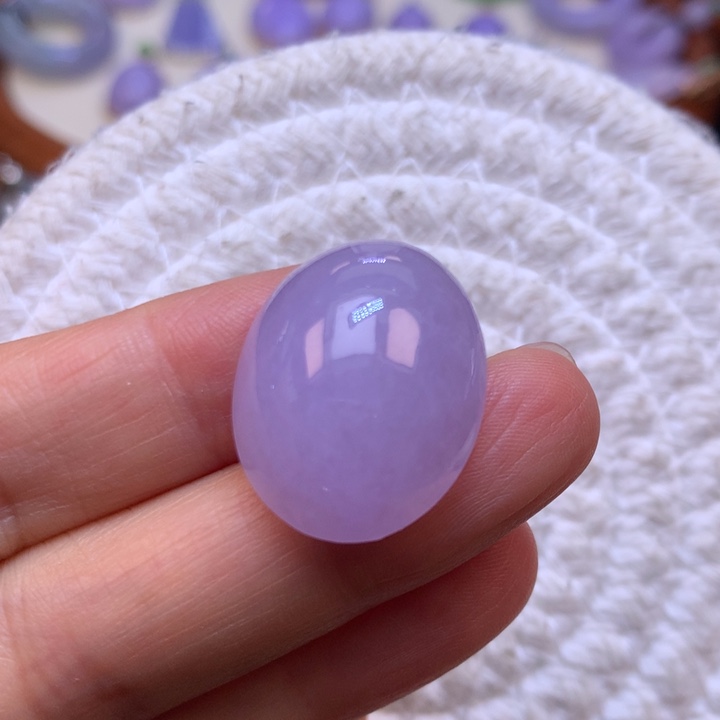 翡翠裸石冰春意已紫蛋面