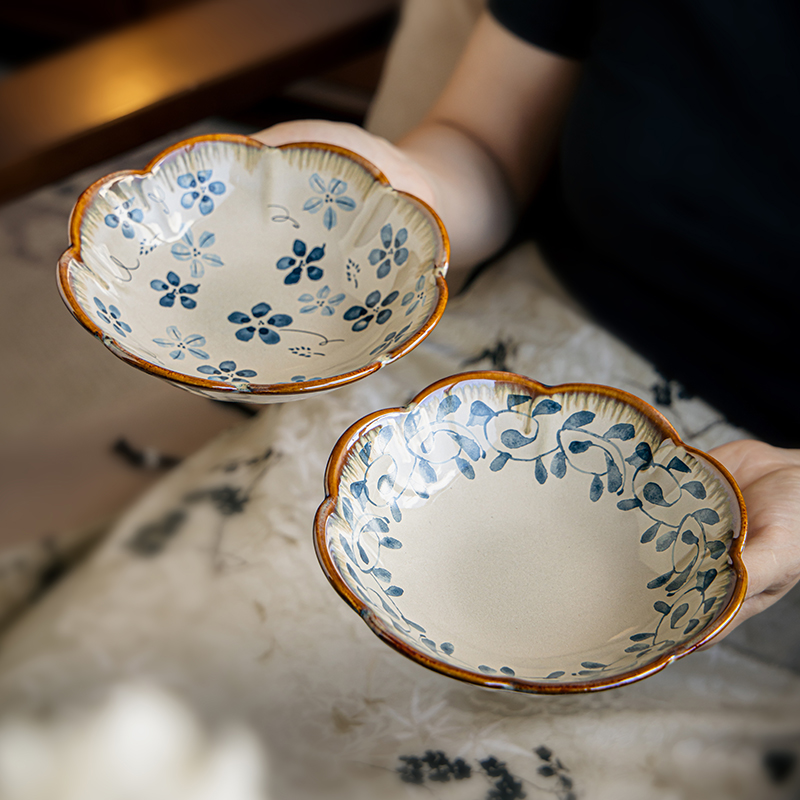 小悠家 高颜值新款6英寸花朵盘好看的水果盘甜品盘特色陶瓷小菜碟