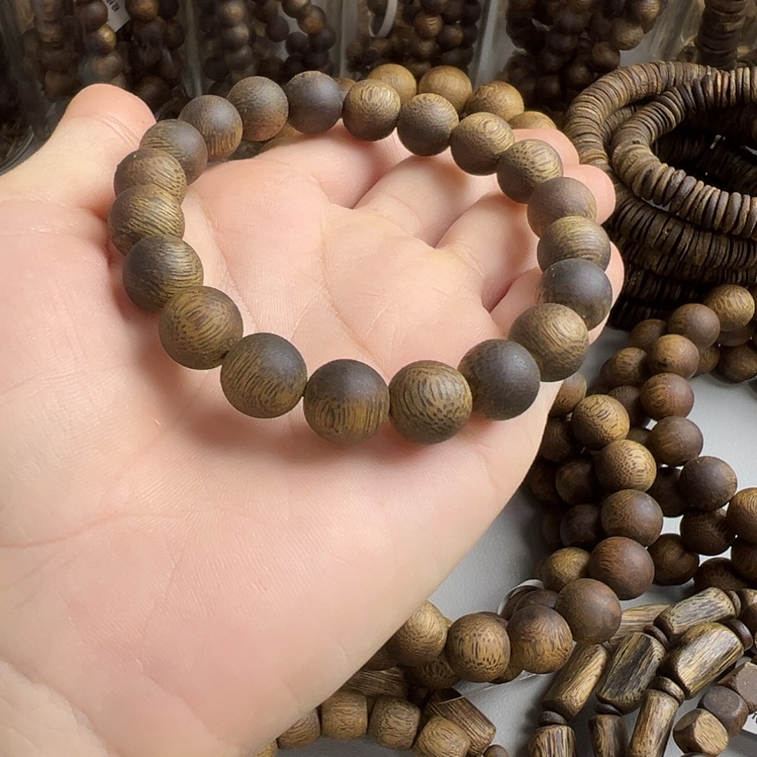 流***财沉香碎屑沉香奇楠高油脂沉水浮1.0圆珠单圈1172克