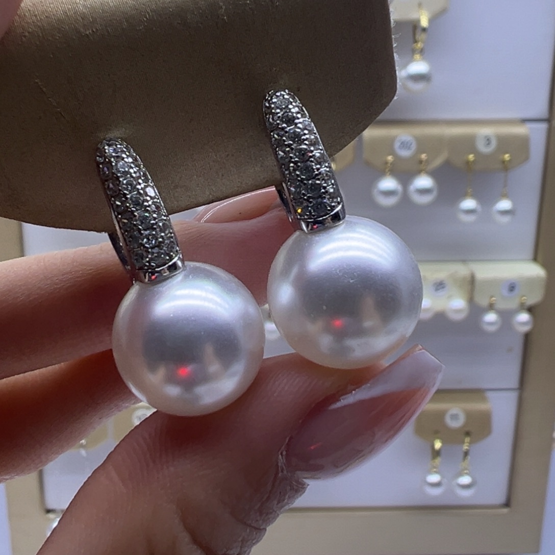 银S925镶嵌耳饰淡水珍珠