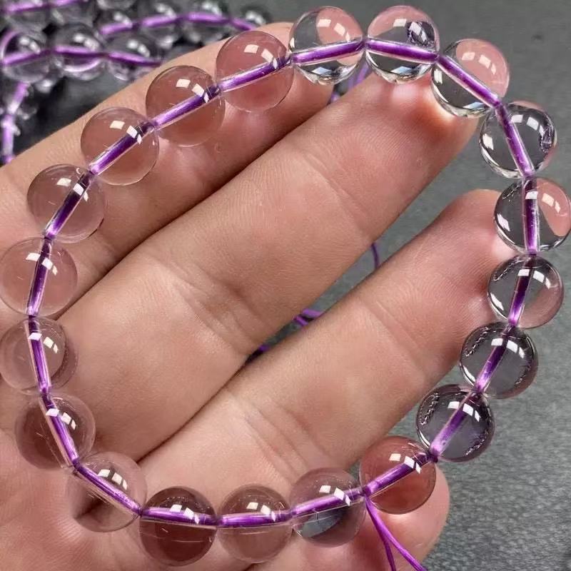 天然巴西浅紫水晶手链女款水晶手串饰品礼物冰种体优质款