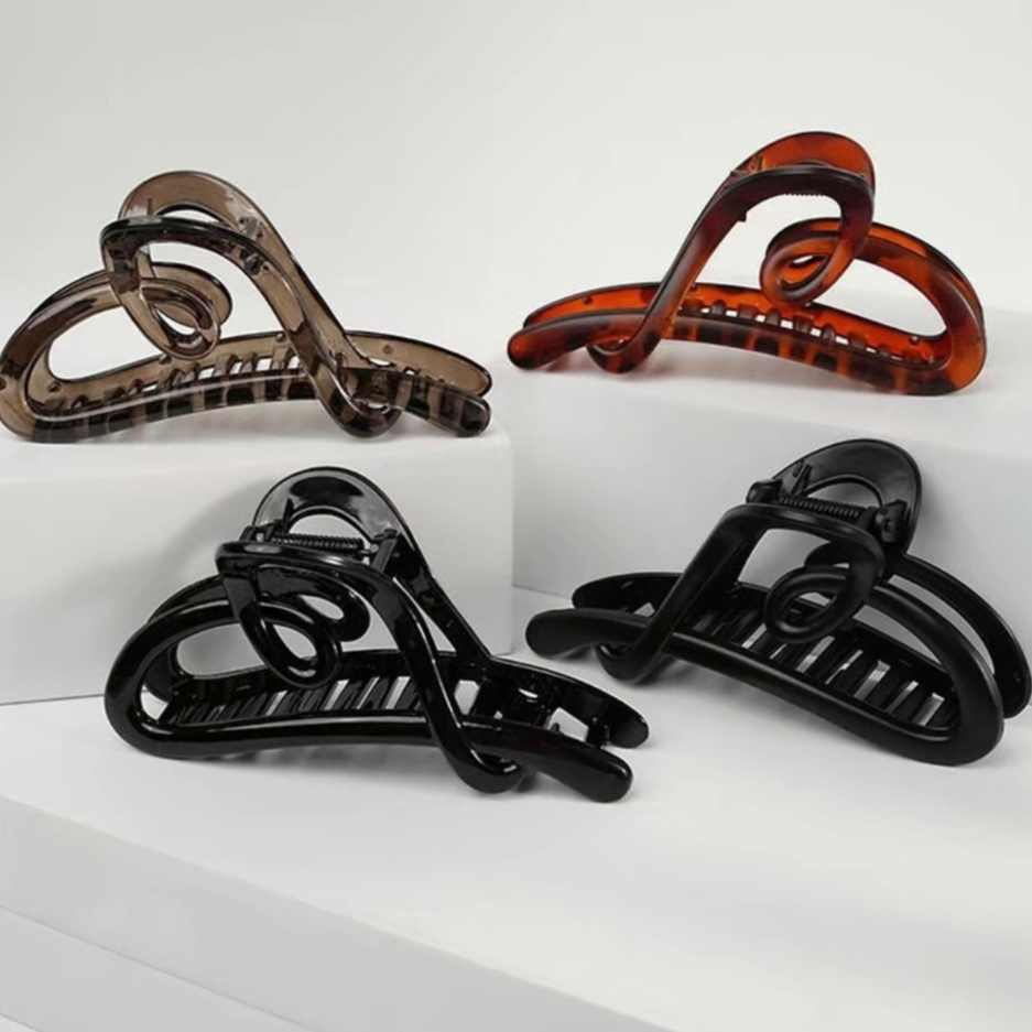 爱心抓夹高级感大号气质发量多鲨鱼夹子盘发镂空发夹女