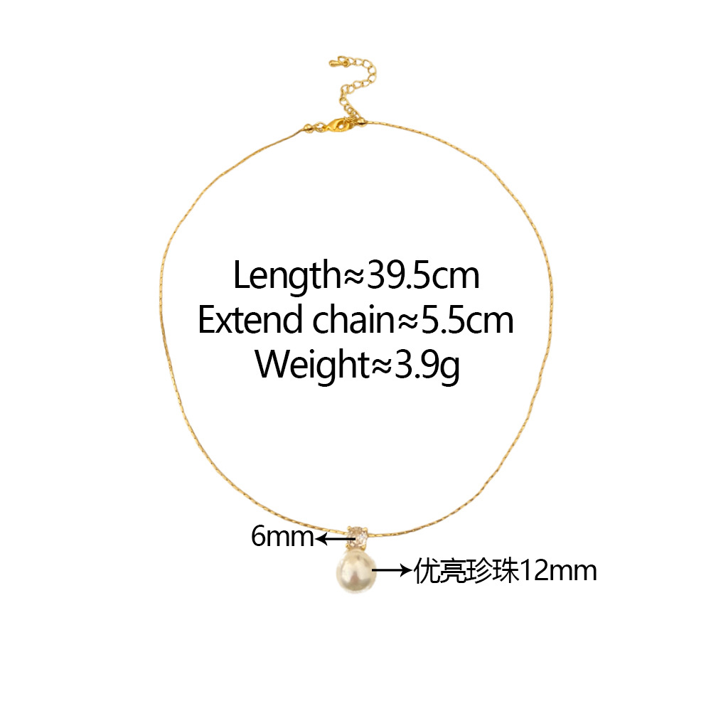 合金锆石吊坠 【敏敏】新款爆款简约锆石珍珠吊坠项链轻奢小众项链