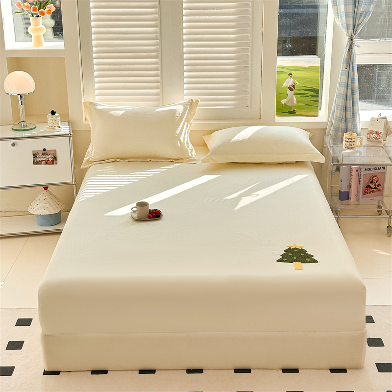 2025新款奶油风水洗棉毛巾绣床笠