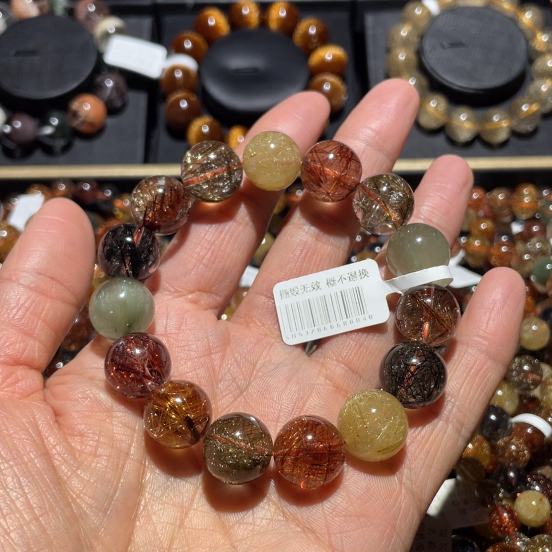 未镶嵌水晶手链发晶多宝14mm