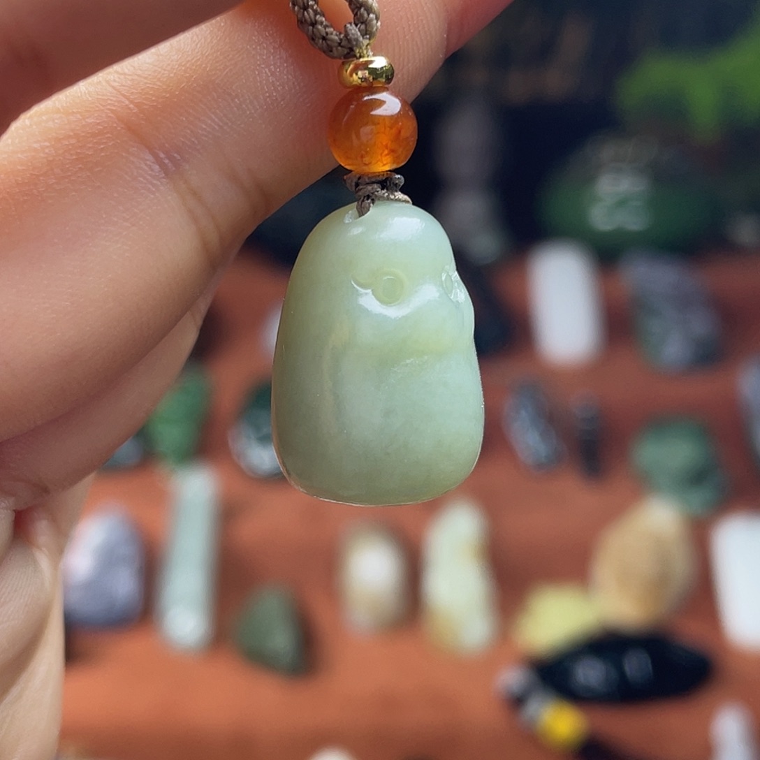 和田玉未镶嵌颈饰切莫蓝萌宠丑萌小企鹅