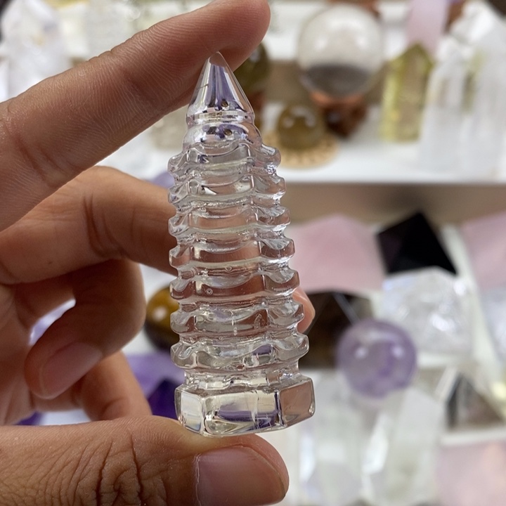 未镶嵌摆件水晶致*极天然茶晶文昌塔8