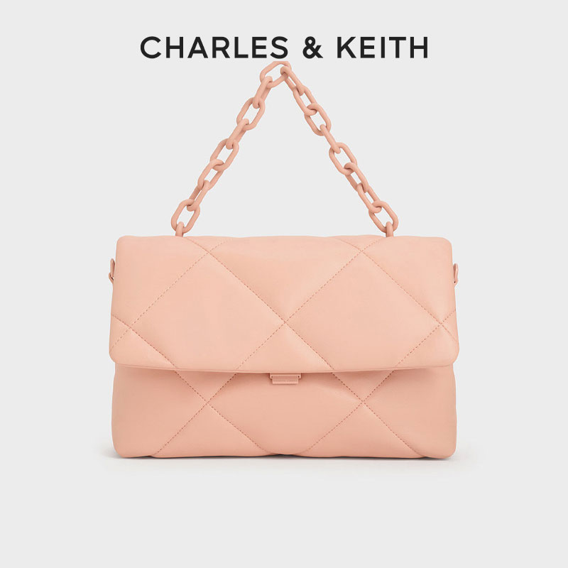 CHARLES & KEITH【琥珀风】菱格小香链条单肩枕头包女软包20151059