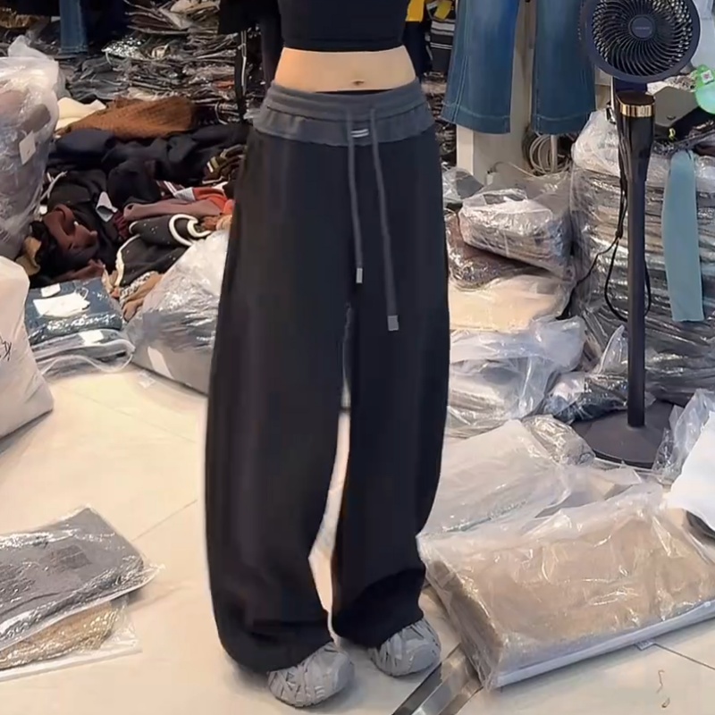 高腰阔腿裤秋季时尚显瘦气质松紧腰百搭休闲裤LK2506725