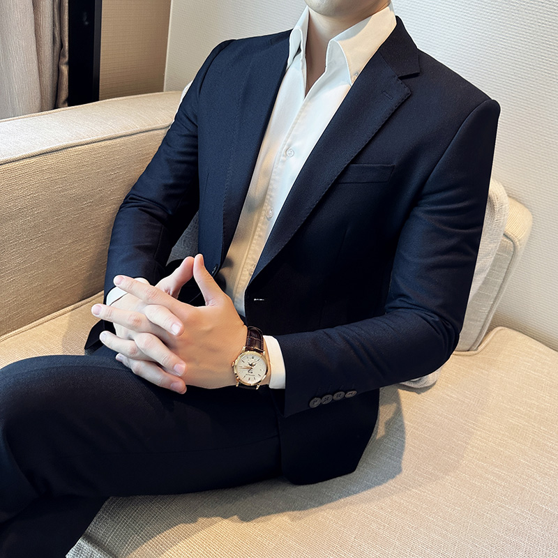 春夏英伦商务职业西装男套装韩版修身时尚休闲西服外套潮新郎结婚