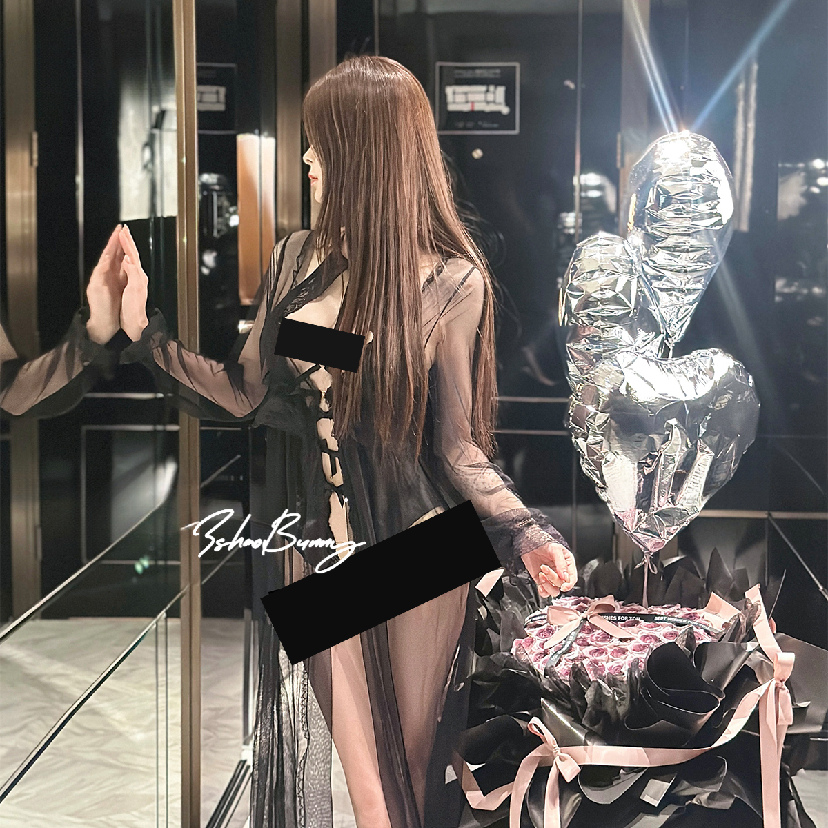 在烧Bunny*法式风情*80-200斤法式蕾丝网纱开叉挂脖连衣裙外袍