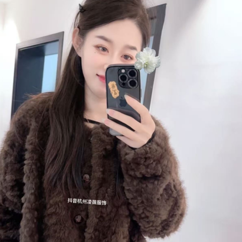 人造皮草 新品百搭中长款韩系外套5058