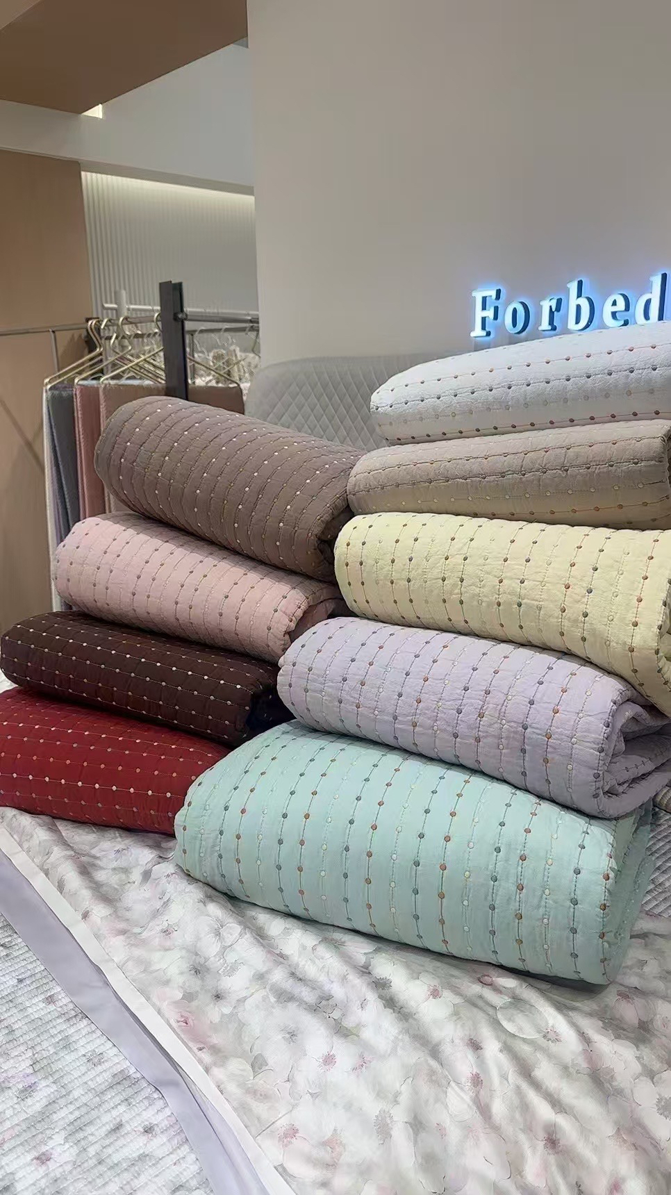 外贸原单全棉水洗小点点床盖三件套