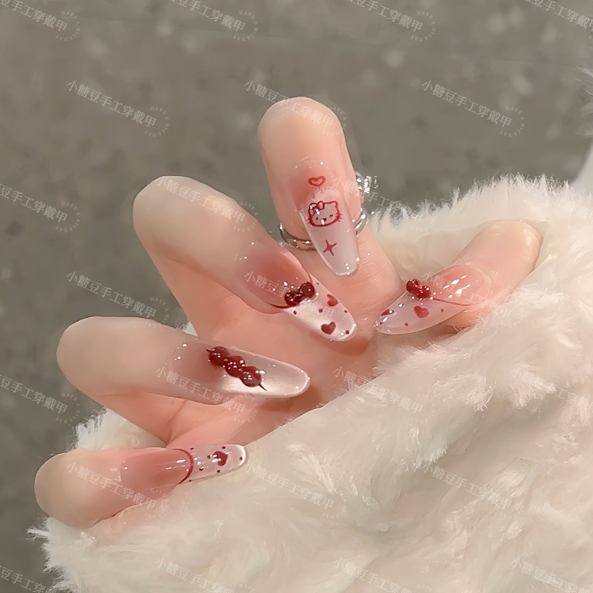 【冰糖福禄】新年美甲美拉德法式猫眼捏捏款公主美甲可拆卸10片