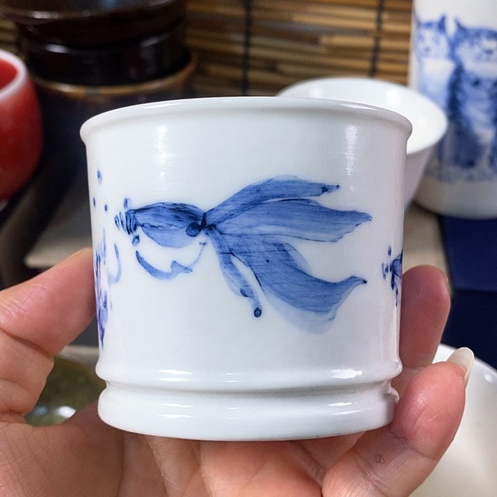 周老手作青花瓷自由之鱼