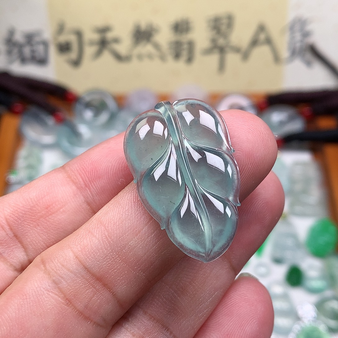 翡翠散珠缅甸天然A货翡翠冰种叶子