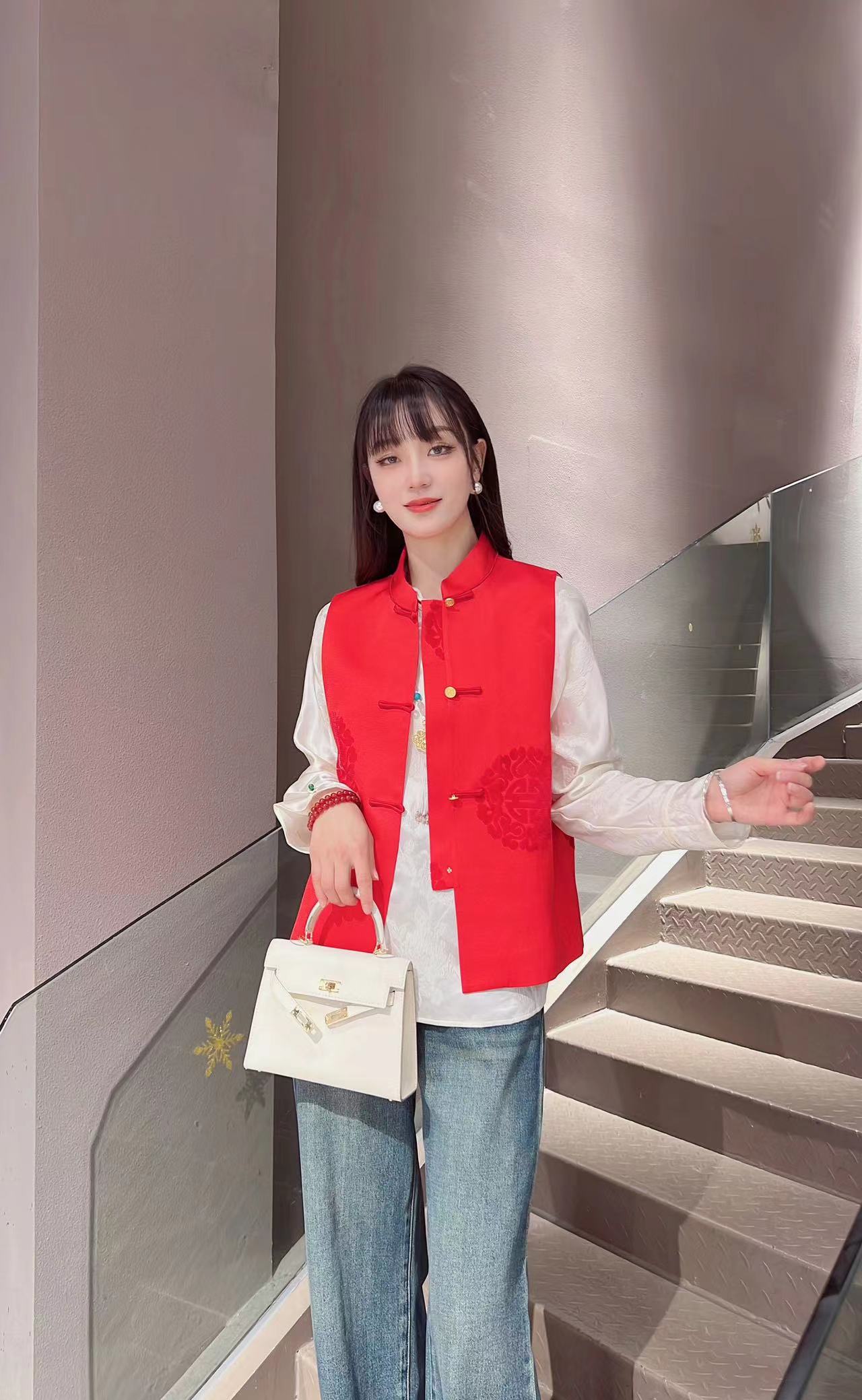 春季服饰中式提花玉叶新款马甲7205