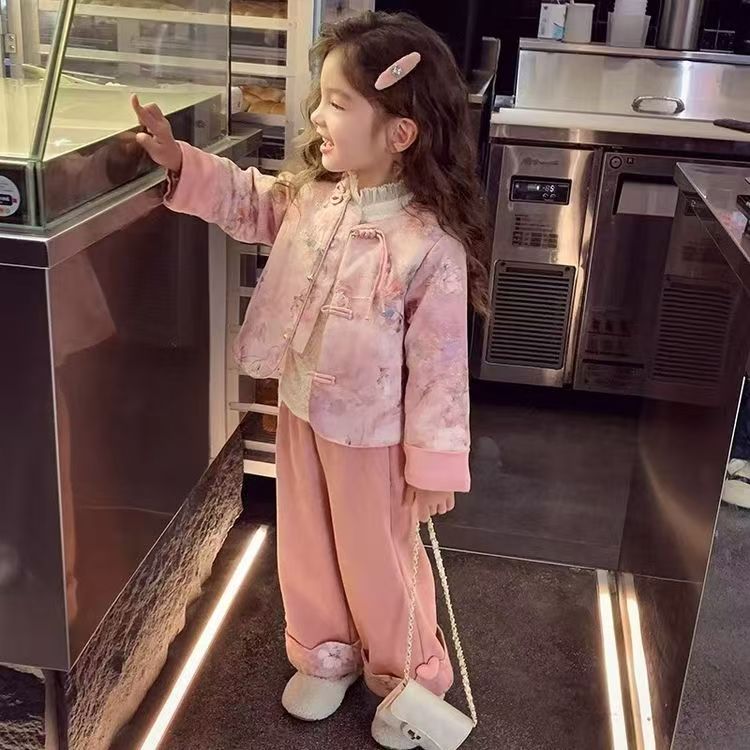 女童套装2025新款儿童汉服国风中式唐装两件套中大童