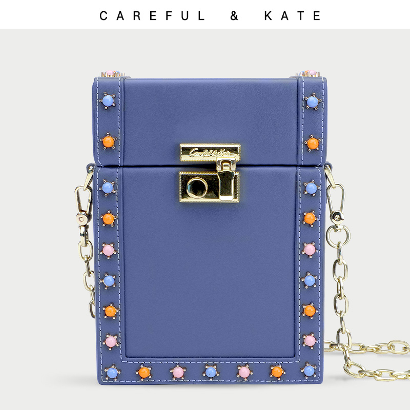 2025新款包包女限定小CK盒子包星辰蓝金属链条斜挎包迷你口红包