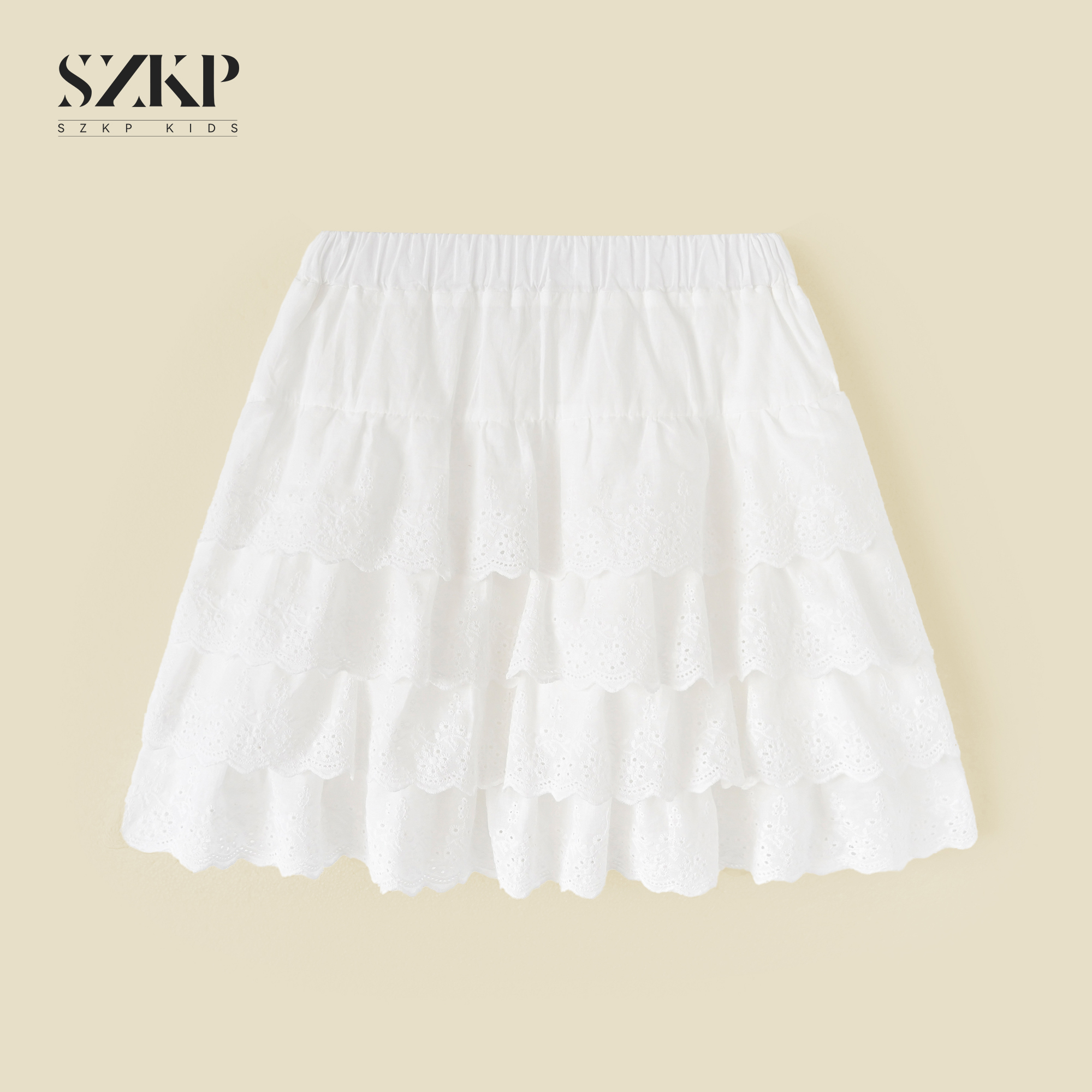 SZKP蕾丝百搭蛋糕裙女童春季中大童儿童时尚短款半身裙YNQC550403