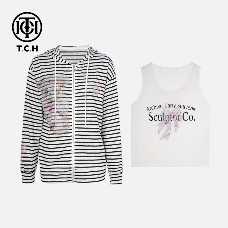 TCH私服秋款烫钻时尚休闲百搭气质舒适套装女T75C07E5005轻奢tch