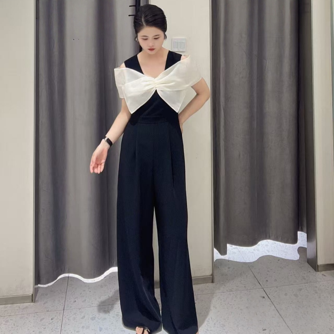迪家2025夏季新款修身显瘦无袖背心连体裤女宽松休闲阔腿裤子2902