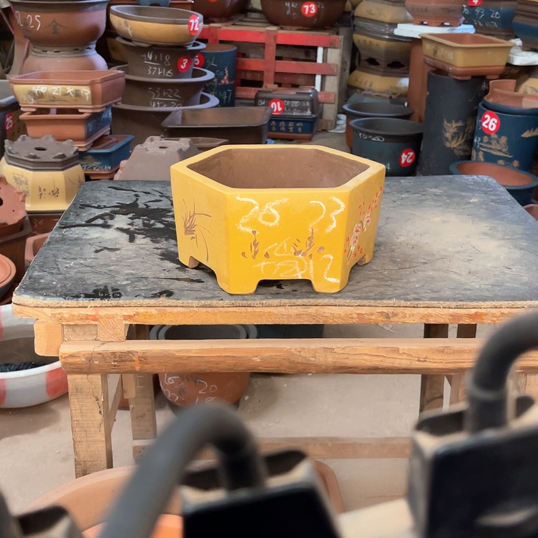 紫砂花盆六方盆一个微