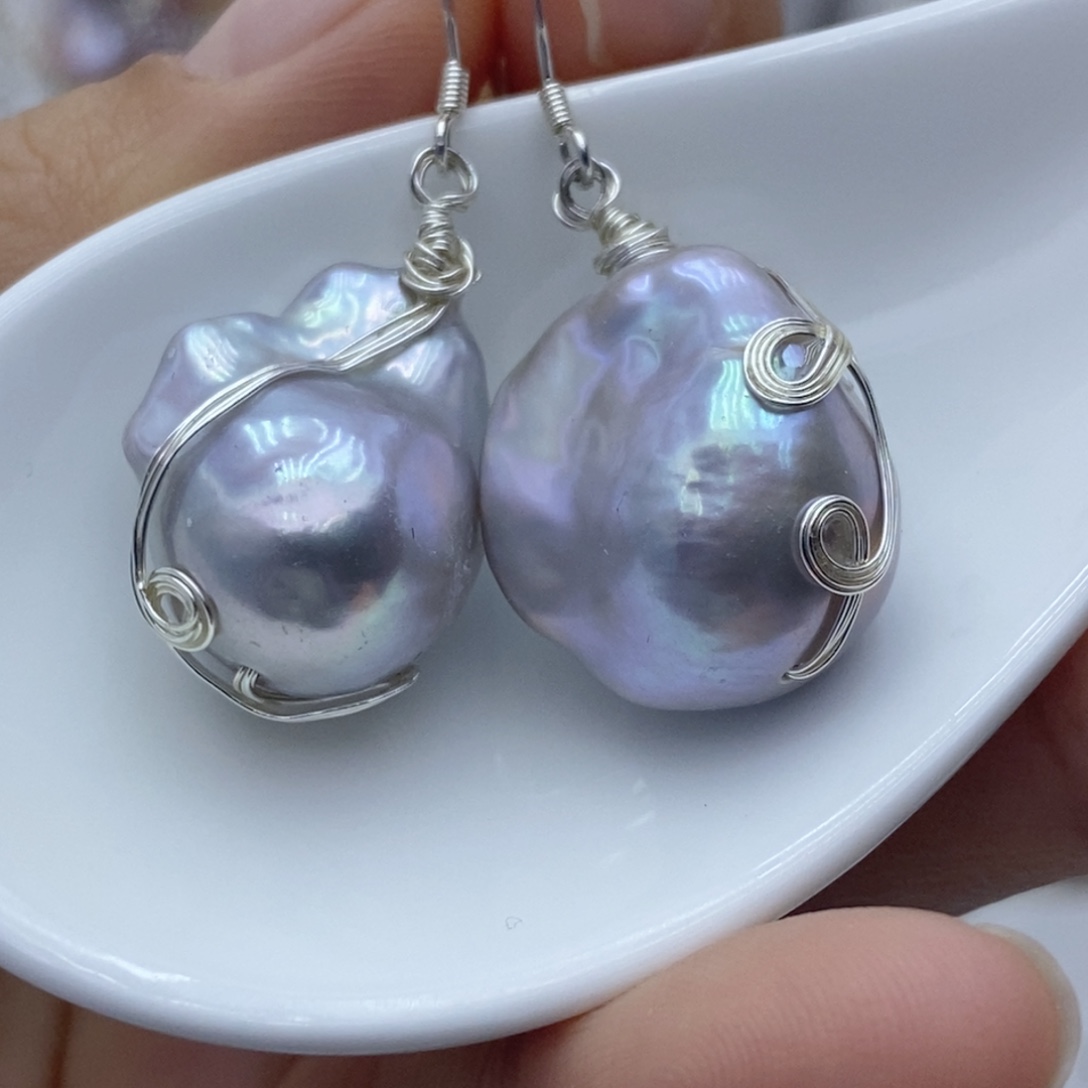 耳饰淡水珍珠银S925镶嵌