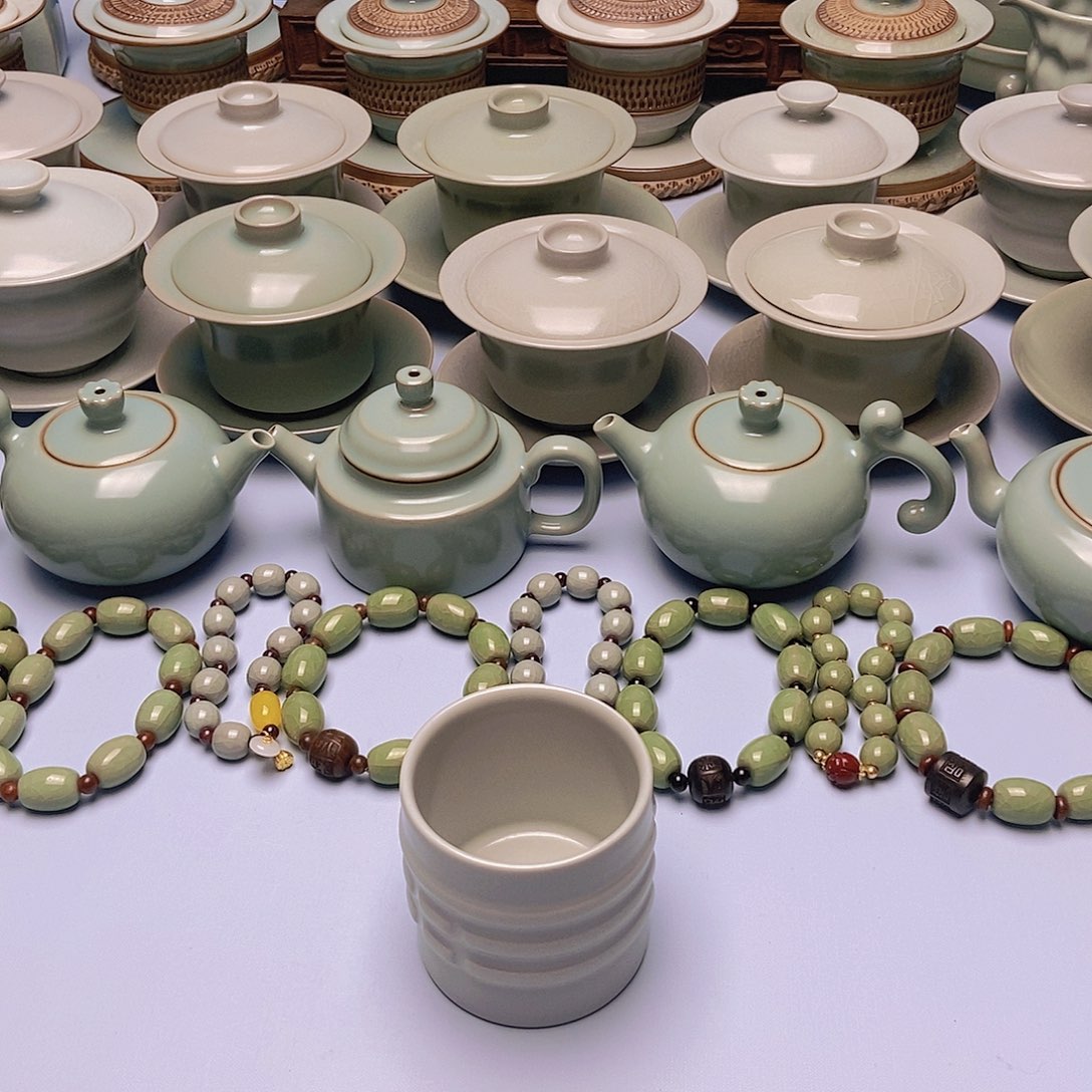 杯仿古月白八卦杯原矿原釉原产地