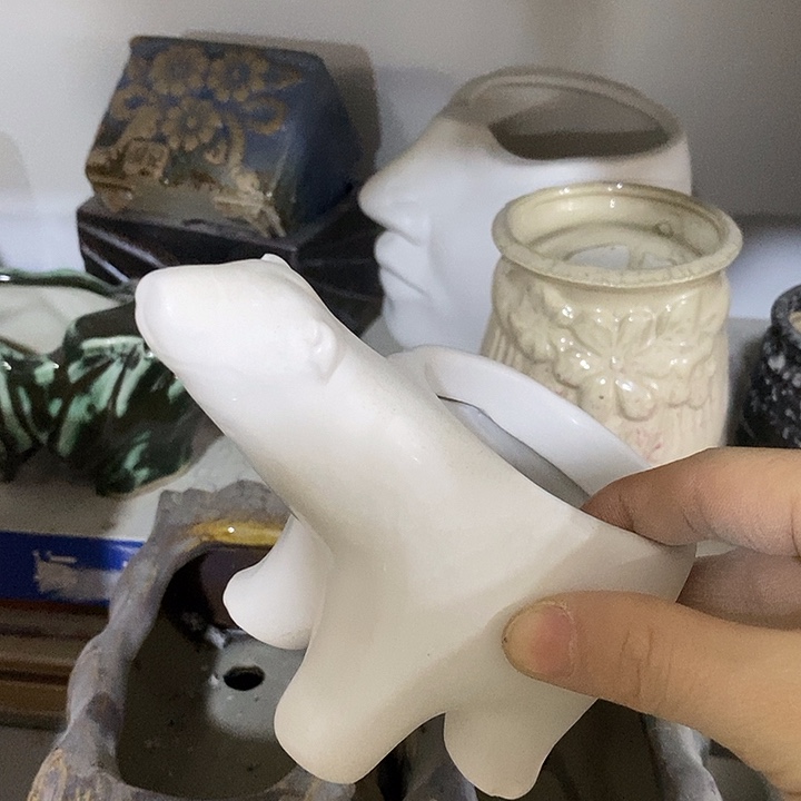 陶盆有孔 瑕疵针孔漏釉介意勿拍外口 7外高8