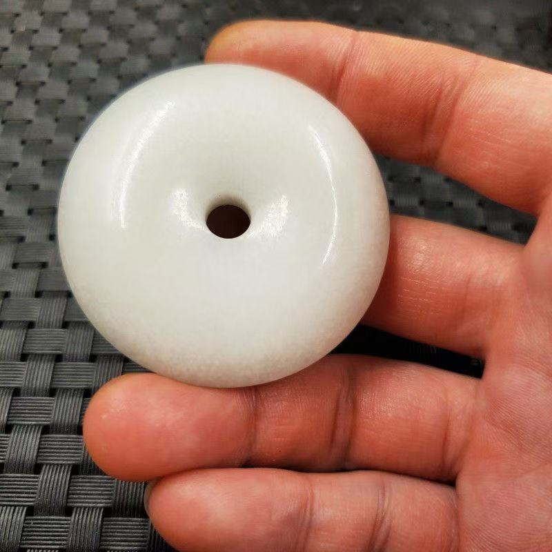 《抖音官方质检》天然A货和田白玉平安扣 讲解链接 LX"