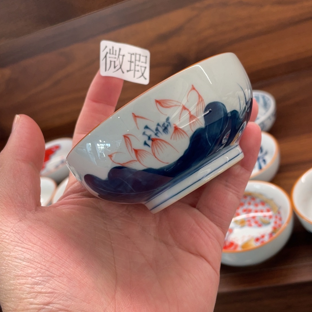 釉下手绘茶具微瑕