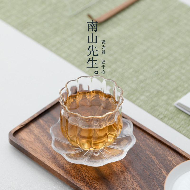 南山先生莲花主人杯高硼硅玻璃茶杯耐热茶具透明创意高档喝茶杯