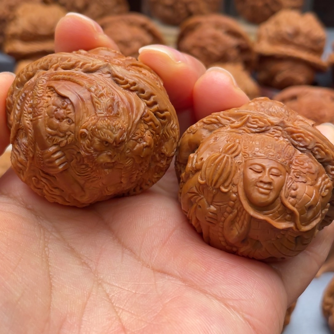 手串/手链核桃?***柱西游记元宝雕刻核桃雕刻