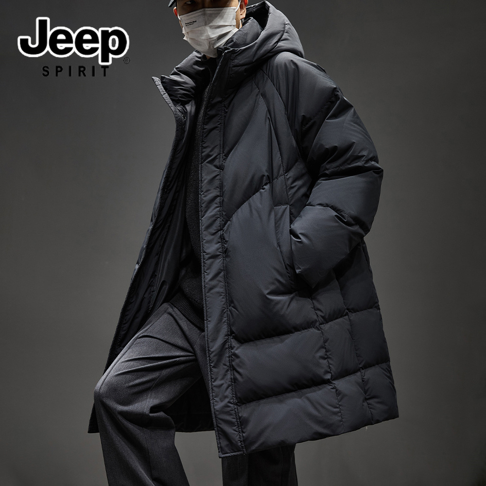 JEEPSPIRIT吉普鸭绒羽绒服男士冬季中长款加厚保暖防风高级感男装