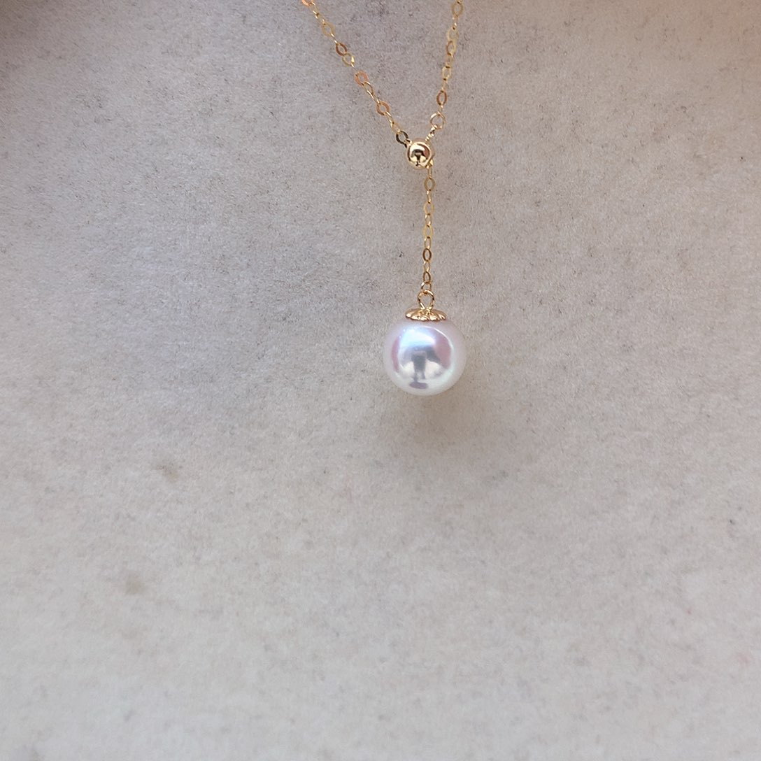 海水珍珠8.5-9mm ak Y链118K金镶嵌