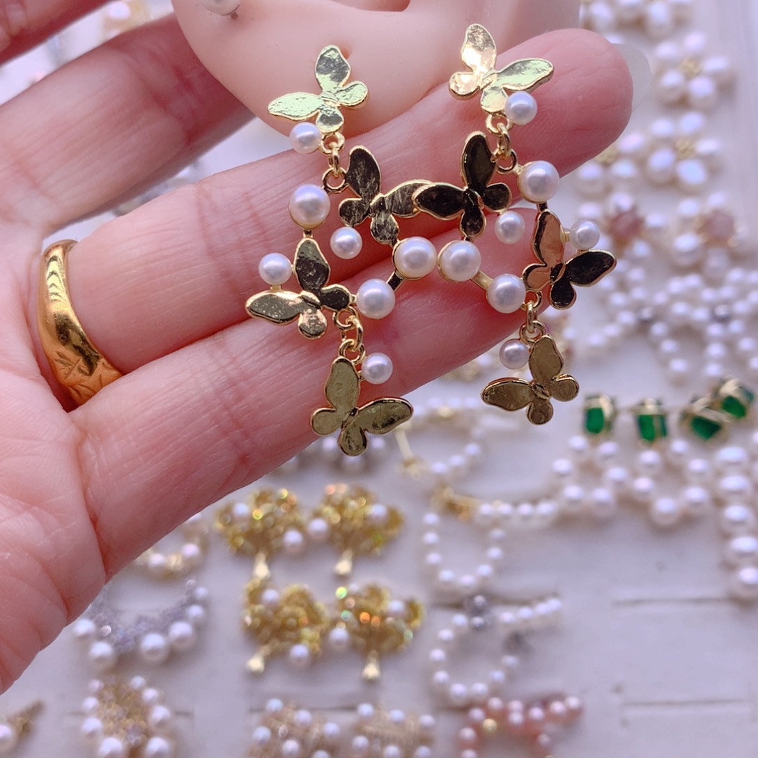 耳饰合金淡水珍珠