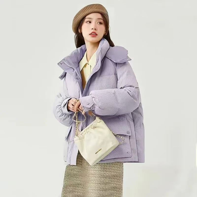 潮新款棉袄2024冬季加厚连帽面包棉服女韩版宽松棉衣潮流百搭外套