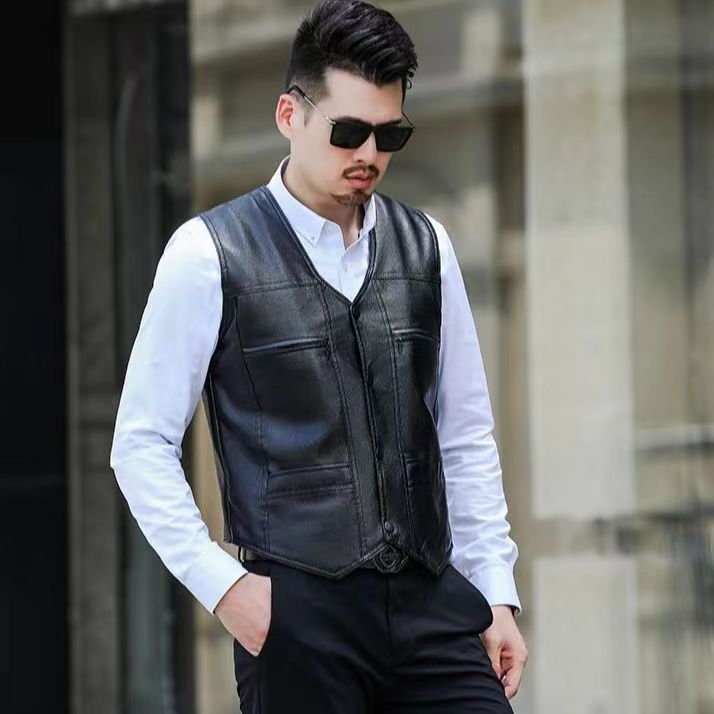 【董总福利】男士休闲时尚皮马甲-093