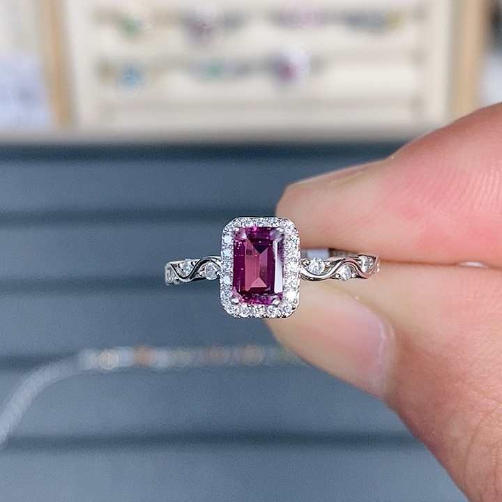 石榴石戒指银S925镶嵌